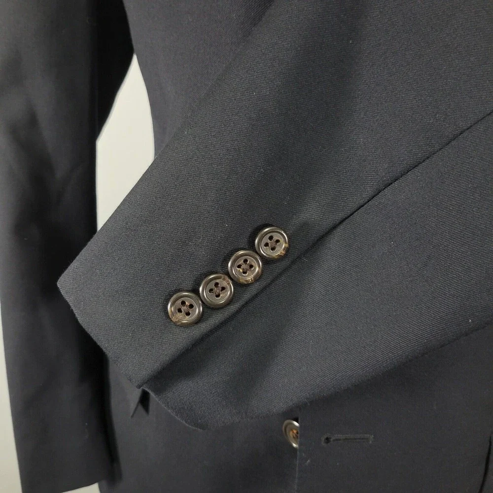 Polo Ralph Lauren Mens Sport Coat Blazer Three Button Black Navy? Twill Wool 42R